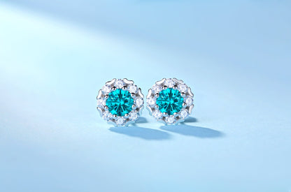 Moissanite Earrings 925 Sterling Silver Blue-DH COMPANY-1.0 ct-Dreamhjewlry
