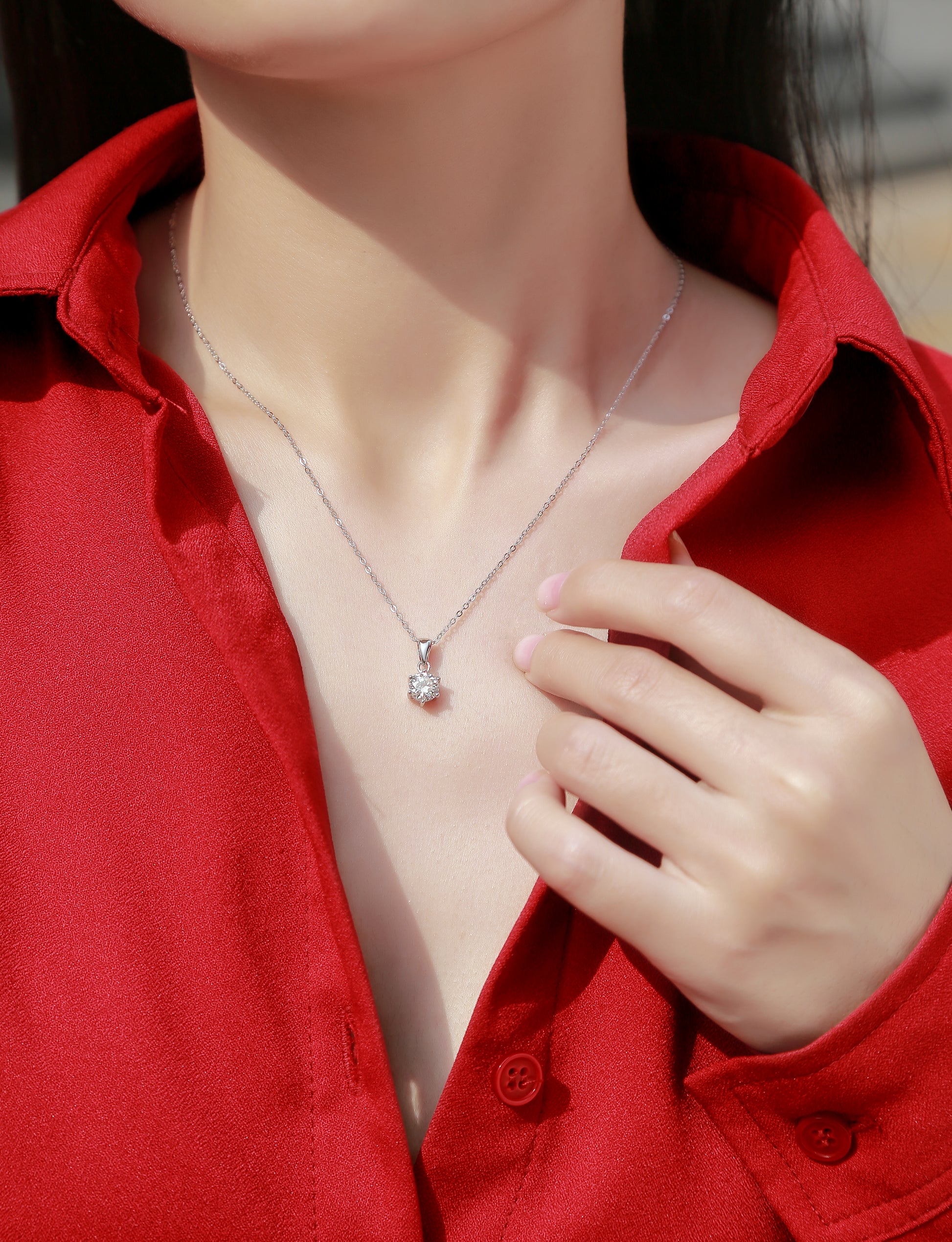Moissanite Necklace 925 Sterling Silver-Necklace-DH COMPANY-1.0 ct-Dreamhjewlry
