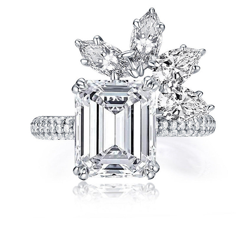 [DH]Special Cutting Moissanite Ring 925 Sterling Silver