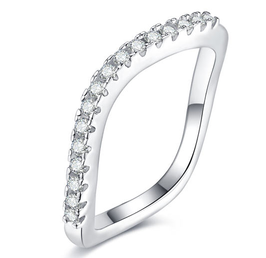 Moissanite Engagement Ring V Band S925 Special