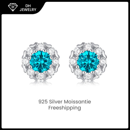 Moissanite Earrings 925 Sterling Silver Blue-DH COMPANY-1.0 ct-Dreamhjewlry