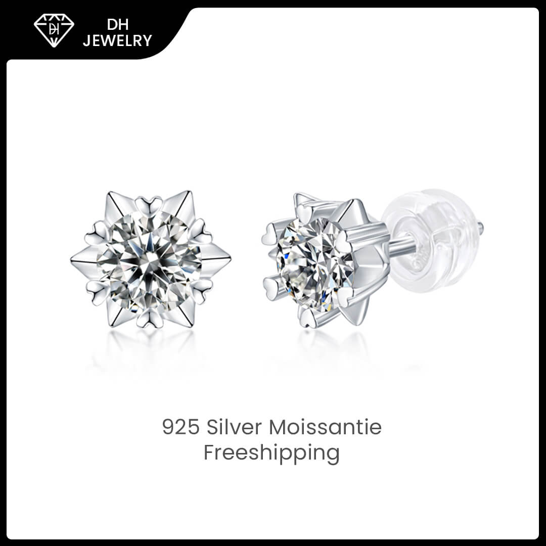 Moissanite Earrings 925 Sterling Silver-Earrings-DH COMPANY-Dreamhjewlry