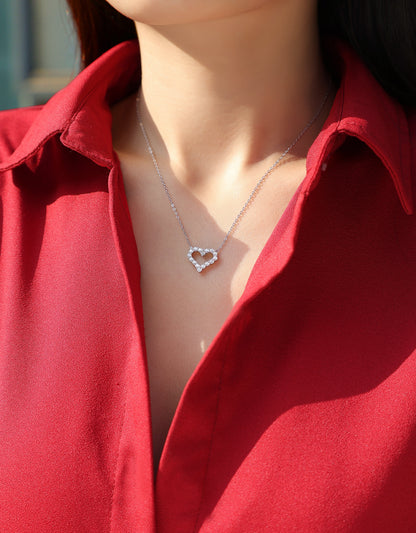 Moissanite Necklace 925 Sterling Silver Love Heart-Necklace-DH COMPANY-Dreamhjewlry