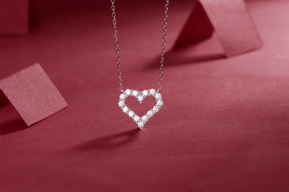 Moissanite Necklace 925 Sterling Silver Love Heart-Necklace-DH COMPANY-Dreamhjewlry