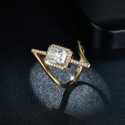 Radium Moissanite Ring Engagement Ring Unsymmetrical