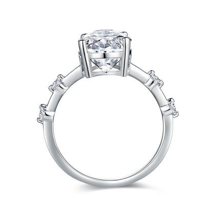 Oval Ring Full Moissanite Engagent Ring Sterling Silver