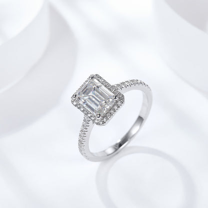 Emelad Halo Ring Engagement Ring 6*8mm