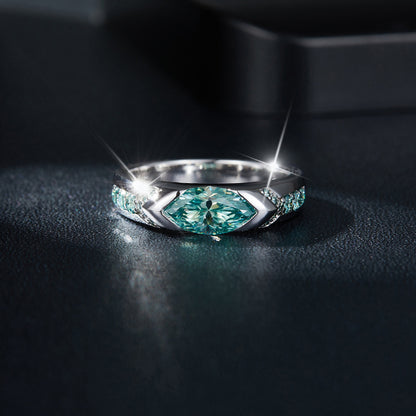 Blue Marquins Moissanite Ring 5*10mm