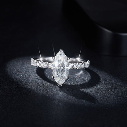 Marquins Moissanite Ring 4 Prog Ring 6*12mm