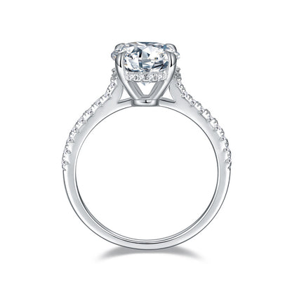 Side Stone Round Cut Moissanite Engagement Ring