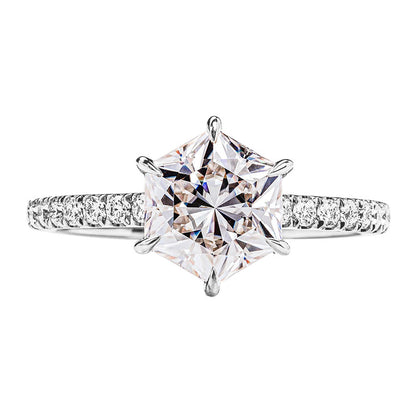 Full Moissanite Engagament Ring 18K Gold Plated 7mm Star