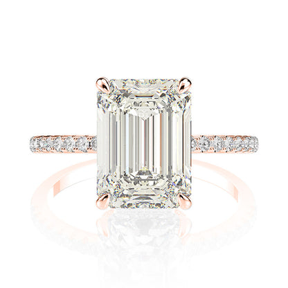 Emerald Moissanite Ring 8*10mm 4 Prog Engagement Ring