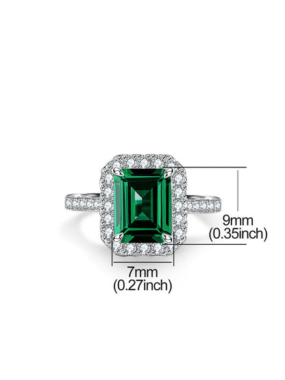 Emeral Cut Green Halo Ring Engagement Ring