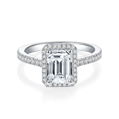 Emelad Halo Ring Engagement Ring 6*8mm