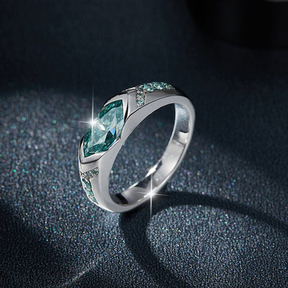 Blue Marquins Moissanite Ring 5*10mm