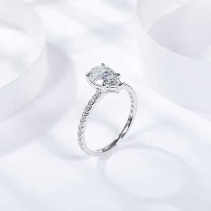 Tear Drop Moissanite Enagement Ring 6*9mm Full Moissanite