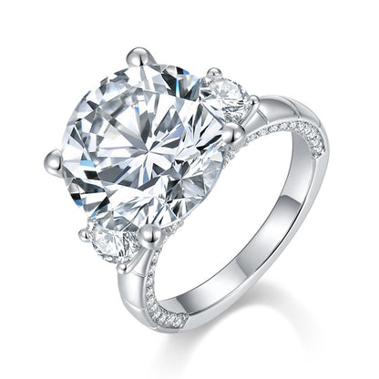 Round Moissanite Engagement Ring Side Stone
