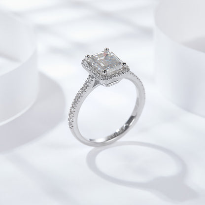 Emelad Halo Ring Engagement Ring 6*8mm