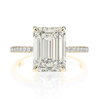 Emerald Moissanite Ring 8*10mm 4 Prog Engagement Ring